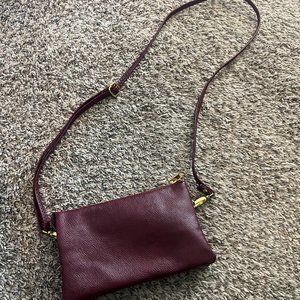 AUTHENTIC BURGUNDY LEATHER CROSSBODY FROM ITALY